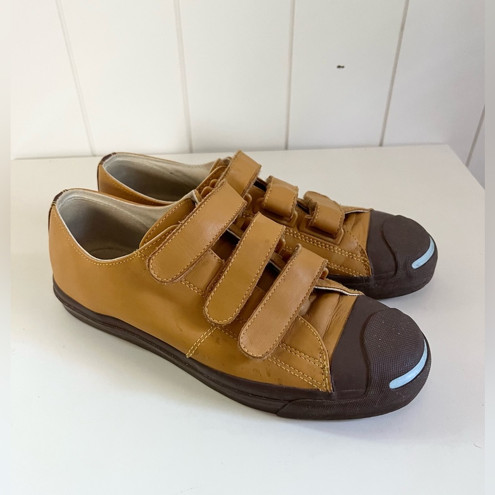 Jack Purcell Converse Leather Sneakers with straps US size 8 Gold Brown